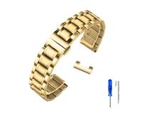 MENGKE Curved End Stainless Steel Watchband Compatible With Tissot 1853 T035 14/16/17/18/22/24mm Watch Band Women Men's Strap Bracelet(Gold-Flat,20mm)