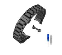 MENGKE Curved End Stainless Steel Watchband Compatible With Tissot 1853 T035 14/16/17/18/22/24mm Watch Band Women Men's Strap Bracelet(Black-Curved,17mm)