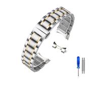 MENGKE Curved End Stainless Steel Watchband Compatible With Tissot 1853 T035 14/16/17/18/22/24mm Watch Band Women Men's Strap Bracelet(Silvery Gold-Curved,14mm)