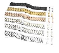 MENGKE Curved End Watch Band Stainless Steel Strap Metal Wristband 14mm 16mm 17 18mm 19 20mm 21mm 22mm 23 24mm Flat Interface Wristband(Silver rose gold,13mm)