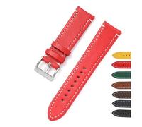 MENGKE Double-sided Leather 18mm 20mm 22mm 24mm Watchband Quick Release Watch Band Strap Men Women Yellow Red Black Watch Accessories(Red,22mm)