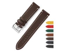 MENGKE Double-sided Leather 18mm 20mm 22mm 24mm Watchband Quick Release Watch Band Strap Men Women Yellow Red Black Watch Accessories(Dark brown,24mm)