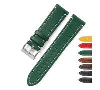 MENGKE Double-sided Leather 18mm 20mm 22mm 24mm Watchband Quick Release Watch Band Strap Men Women Yellow Red Black Watch Accessories(Green,20mm)