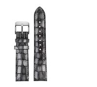 MENGKE Fashion Genuine Leather Men's Watchband Clear Personality Crocodile Texture Strap Bracelet Wrist Watch Band 18mm 20mm 22mm Blue(Gray,20mm gold clasp)