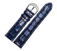 MENGKE Fashion Genuine Leather Men's Watchband Clear Personality Crocodile Texture Strap Bracelet Wrist Watch Band 18mm 20mm 22mm Blue(Blue,18mm-rose gold clasp)