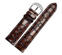 MENGKE Fashion Genuine Leather Men's Watchband Clear Personality Crocodile Texture Strap Bracelet Wrist Watch Band 18mm 20mm 22mm Blue(Brown,18mm-rose gold clasp)