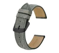 MENGKE Geniune Leather Watch Strap 14mm 17mm 18mm 19mm 20mm 21mm 22mm 23mm 24mm Replacement Bracelet for Men Women Watchband(Grey-Black Buckle_14mm)