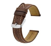 MENGKE Geniune Leather Watch Strap 18mm 20mm 22mm 23mm Replacement Bracelet Vintage Watchband Men Wristband(Brown with Thread-S,18mm)