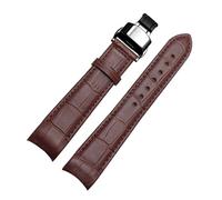 MENGKE Genuine Leather Bracelet Curved End Watch Strap Compatible With Citizen BL9002-37 05A BT0001-12E 01A Watch Band 20mm 21mm 22mm Watchband(Brown black butte,22mm)