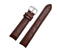 MENGKE Genuine Leather Bracelet Curved End Watch Strap Compatible With Citizen BL9002-37 05A BT0001-12E 01A Watch Band 20mm 21mm 22mm Watchband(Brown silver pin,20mm)