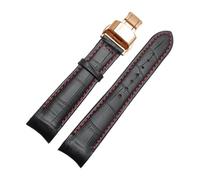 MENGKE Genuine Leather Bracelet Curved End Watch Strap Compatible With Citizen BL9002-37 05A BT0001-12E 01A Watch Band 20mm 21mm 22mm Watchband(Red rose butterfly,21mm)