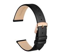 MENGKE Genuine Leather Watch Band 8mm 10mm 12mm 14mm 16mm 18mm 20mm Bracelet For Ladies Stainless Steel Buckle Replacement Strap(Black-Rose,10mm)