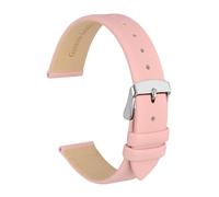 MENGKE Genuine Leather Watch Band 8mm 10mm 12mm 14mm 16mm 18mm 20mm Bracelet For Ladies Stainless Steel Buckle Replacement Strap(Light Pink-Silver,12mm)