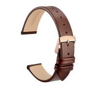 MENGKE Genuine Leather Watch Band 8mm 10mm 12mm 14mm 16mm 18mm 20mm Bracelet For Ladies Stainless Steel Buckle Replacement Strap(Dark Brown-Rose,12mm)