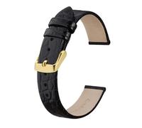MENGKE Genuine Leather Watch Band for Ladies Women 8mm 10mm 12mm 14mm 16mm 18mm 19mm 20mm Replacement Strap Stainless Buckle(Black-Gold_8mm)