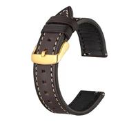 MENGKE Genuine Leather Watch Bracelet For Men Women Watch 18mm 20mm 22mm Quick Release Watcheband Strap Gold Buckle(Brown Grey,22mm)