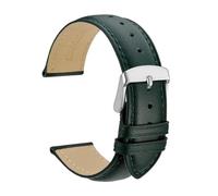 MENGKE Genuine Leather Watch Strap 14mm 16mm 18mm 19mm 20mm 21mm 22mm 23mm 24mm Replacement Bands Bracelet For Men Women(Dark Green-Silver,14mm)