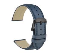 MENGKE Genuine Leather Watch Strap 14mm 16mm 18mm 19mm 20mm 21mm 22mm 23mm 24mm Replacement Bands Bracelet For Men Women(Navy Blue-Black,21mm)