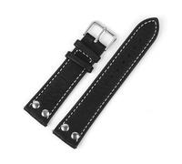 MENGKE Genuine Leather Watch Strap 18mm 19mm 20mm 21mm 22mm 24mm Lychee Pattern Watch Band Black Brown Rivets Watchband Accessories(Black,22mm)
