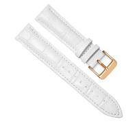 MENGKE Genuine Leather Watchbands 16mm 18mm 20mm 22mm 24mm Watch Band Strap Steel Pin Buckle Wrist Belt Bracelet(White-RG,14mm)