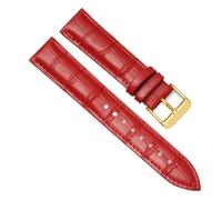 MENGKE Genuine Leather Watchbands 16mm 18mm 20mm 22mm 24mm Watch Band Strap Steel Pin Buckle Wrist Belt Bracelet(Red-G,22mm)