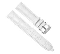 MENGKE Genuine Leather Watchbands 16mm 18mm 20mm 22mm 24mm Watch Band Strap Steel Pin Buckle Wrist Belt Bracelet(White-S,24mm)