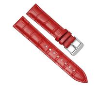MENGKE Genuine Leather Watchbands 16mm 18mm 20mm 22mm 24mm Watch Band Strap Steel Pin Buckle Wrist Belt Bracelet(Red-S,24mm)
