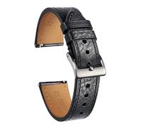 MENGKE Italy Genuine Cow Leather Watch Band for Man Vintage Soft Wrap Handmade Leather Watch Straps Quick Release 22mm18mm20mm(119BLK-BLK,18mm)