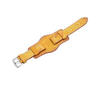 MENGKE Leather Bund Strap Men's Watch Band 20mm 22mm 24mm Leather Cuff Watch Bracelet Yellow Blue Black Green Red Color Watch Strap(Yellow,20mm)
