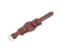 MENGKE Leather Bund Strap Men's Watch Band 20mm 22mm 24mm Leather Cuff Watch Bracelet Yellow Blue Black Green Red Color Watch Strap(Red,22mm)