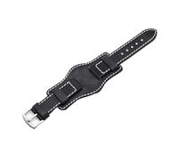 MENGKE Leather Cuff Watch Band 22mm 24mm Watch Strap With Mat Wrist Protection Yellow Red Watchband Compatible With Fossil(Black,20mm)