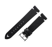 MENGKE Leather Watch Strap Retro 18mm 20mm 22mm Oil Wax Leather Watchband Italian Quick Release Brown Cowhide Watch Bracelet Handmade(Black-silver buckle,21mm)