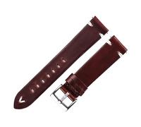 MENGKE Leather Watch Strap Retro 18mm 20mm 22mm Oil Wax Leather Watchband Italian Quick Release Brown Cowhide Watch Bracelet Handmade(Dark Brown-silver,21mm)
