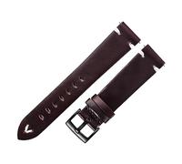 MENGKE Leather Watch Strap Retro 18mm 20mm 22mm Oil Wax Leather Watchband Italian Quick Release Brown Cowhide Watch Bracelet Handmade(Red wine-black,19mm)