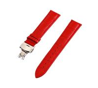 MENGKE Men Women Crocodile Grain Genuine Leather Watch Band Strap 12mm 13mm 14mm 15mm 16mm 17mm 18mm 19mm 20mm 21mm 22mm 24mm Watchband(Red,14mm)