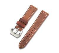 MENGKE Modern Genuine Leather Watch Band Strap 20mm 22mm 24mm Black Brown Red Men Bracelet Watchbands Blet Accessories Steel Buckle(Wine red,22mm)