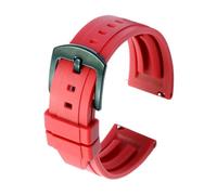 MENGKE Quality Fluoro Rubber Watch Strap 18mm 19mm 20mm 21mm 22mm 24mm Sport Watchband Black Green Wristband With Quick Release Band(RED,19mm black buckle)