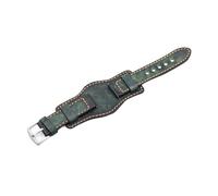 MENGKE Retro Handmade Men's Wrist Watch Band 20mm 22mm 24mm Leather Cuff Watch Bracelet Yellow Blue Black Green Red Color Watch Strap(Green,22mm)