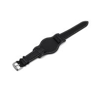MENGKE Retro Handmade Men's Wrist Watch Band 20mm 22mm 24mm Leather Cuff Watch Bracelet Yellow Blue Black Green Red Color Watch Strap(Black-1,24mm)