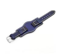 MENGKE Retro Handmade Men's Wrist Watch Band 20mm 22mm 24mm Leather Cuff Watch Bracelet Yellow Blue Black Green Red Color Watch Strap(Blue,18mm)