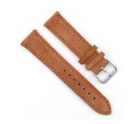 MENGKE Soft Suede Leather Watch Band 18mm 19mm 20mm 22mm 24mm Blue Watch Straps Stainless Steel Buckle Watch Accessories(Brown,22mm)