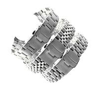 MENGKE Solid 316L Stainless Steel Watchband 18 19 20 21 22 23 24 26 28 30mm Curved End Watch Band Strap Replacement Wristbands Bracelet(5beads Black,19mm)