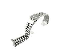 MENGKE Solid 316L Stainless Steel Watchband 18 19 20 21 22 23 24 26 28 30mm Curved End Watch Band Strap Replacement Wristbands Bracelet(5beads Silver,22mm)