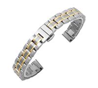 MENGKE Solid Stainless Steel Watch Band Compatible With Armani Women's Small Size Watch Strap Compatible With Mesh Belt 6mm 8mm 10mm(GD-05-Steel Gold,14mm)