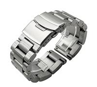 MENGKE Solid Thickening 5.5mm 316L Stainless Steel Watchbands Silver 22mm 24mm 26mm Metal Watch Band Strap Wrist Watches Bracelet(Silver,24mm)