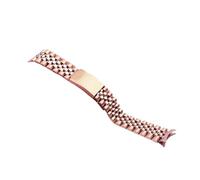MENGKE Stainless Steel Curved Bracelets Compatible With Rolex Strap Luxury Watchband Men And Woman Bracelet 13/17/18/19/20/21/22mm(Rose Gold,13mm)