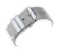 MENGKE Stainless Steel Strap 18mm 20mm 22mm 24mm Men Women Rose Gold Metal Replacement Watchband Bracelet(Silver,22mm)