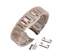 MENGKE Stainless Steel WatchbandCurved End Metal Wristwatches Band 14mm 15mm 16mm 17mm 18mm 19mm 20mm 21mm 22mm 23mm 24mm Watch Strap(Rose Gold Stripe,23mm)