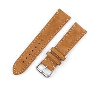 MENGKE Suede Leather Vintage Watch Straps Blue Watchbands Replacement Strap Compatible With Watch Accessories 18mm 20mm 22mm 24mm(Tan with Line,22mm)