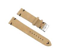 MENGKE Suede Leather Vintage Watch Straps Blue Watchbands Replacement Strap Compatible With Watch Accessories 18mm 20mm 22mm 24mm(Khaki-Black Line,22mm)